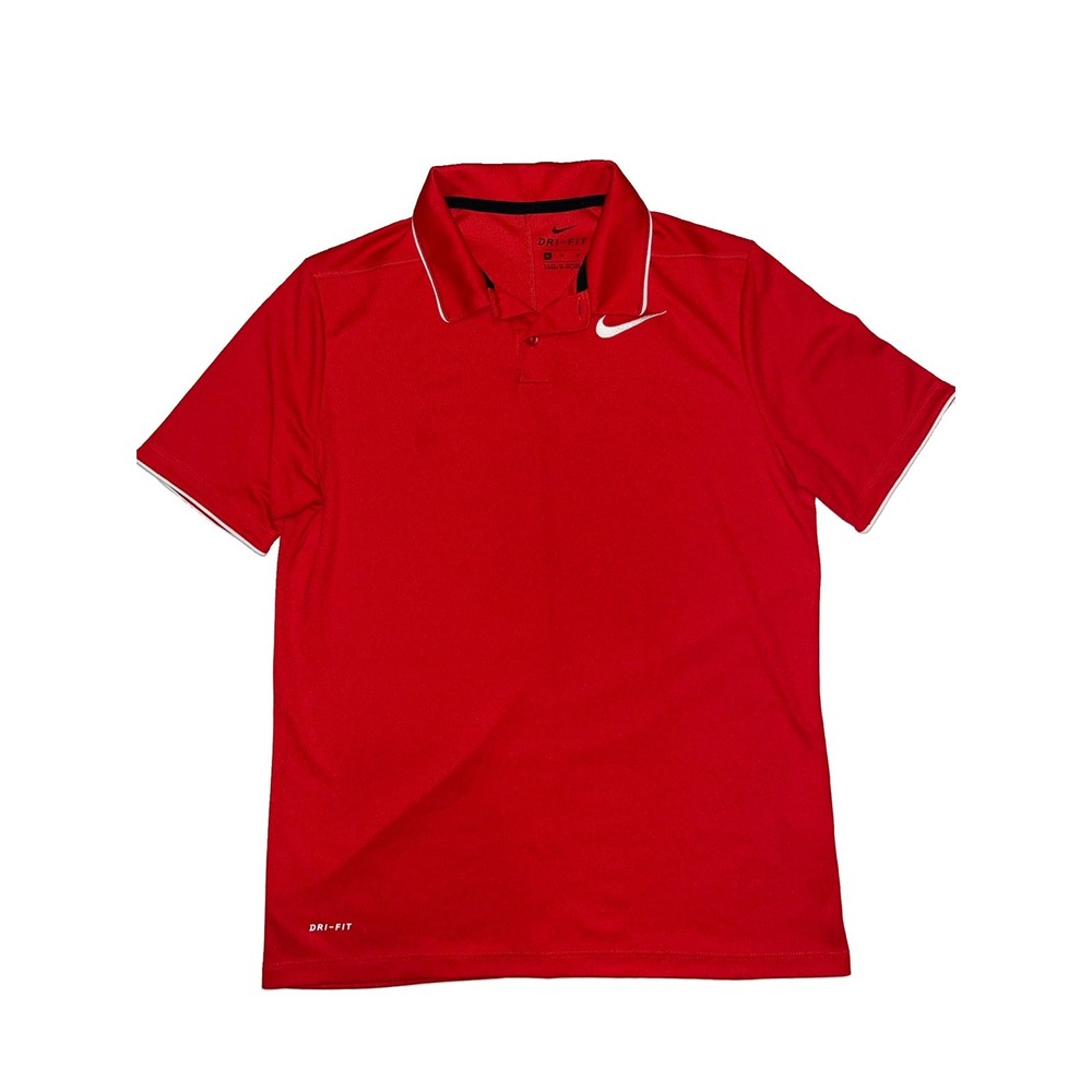 Nike Dri Fit XL Youth Red Short Sleeve Golf Polo Shirt RN#56323-CA#05553